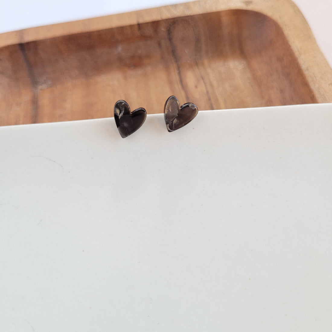 Hand Drawn Heart Studs - Black // Jewelry, Earrings, Gifts, Valentine