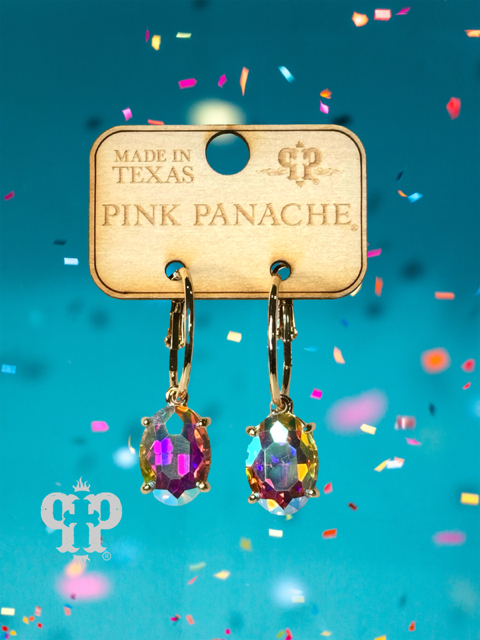 Oval rhinestone earring E103: Fuchsia