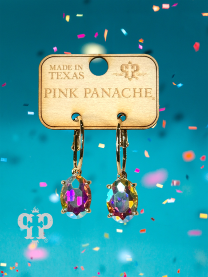 Oval rhinestone earring E103: Fuchsia