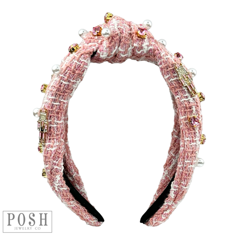 Pink Christmas charm headband: Pink