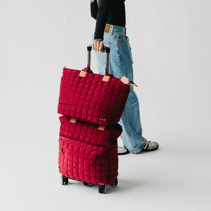 Tenley Quilted Tote Roller Bag: Emerald