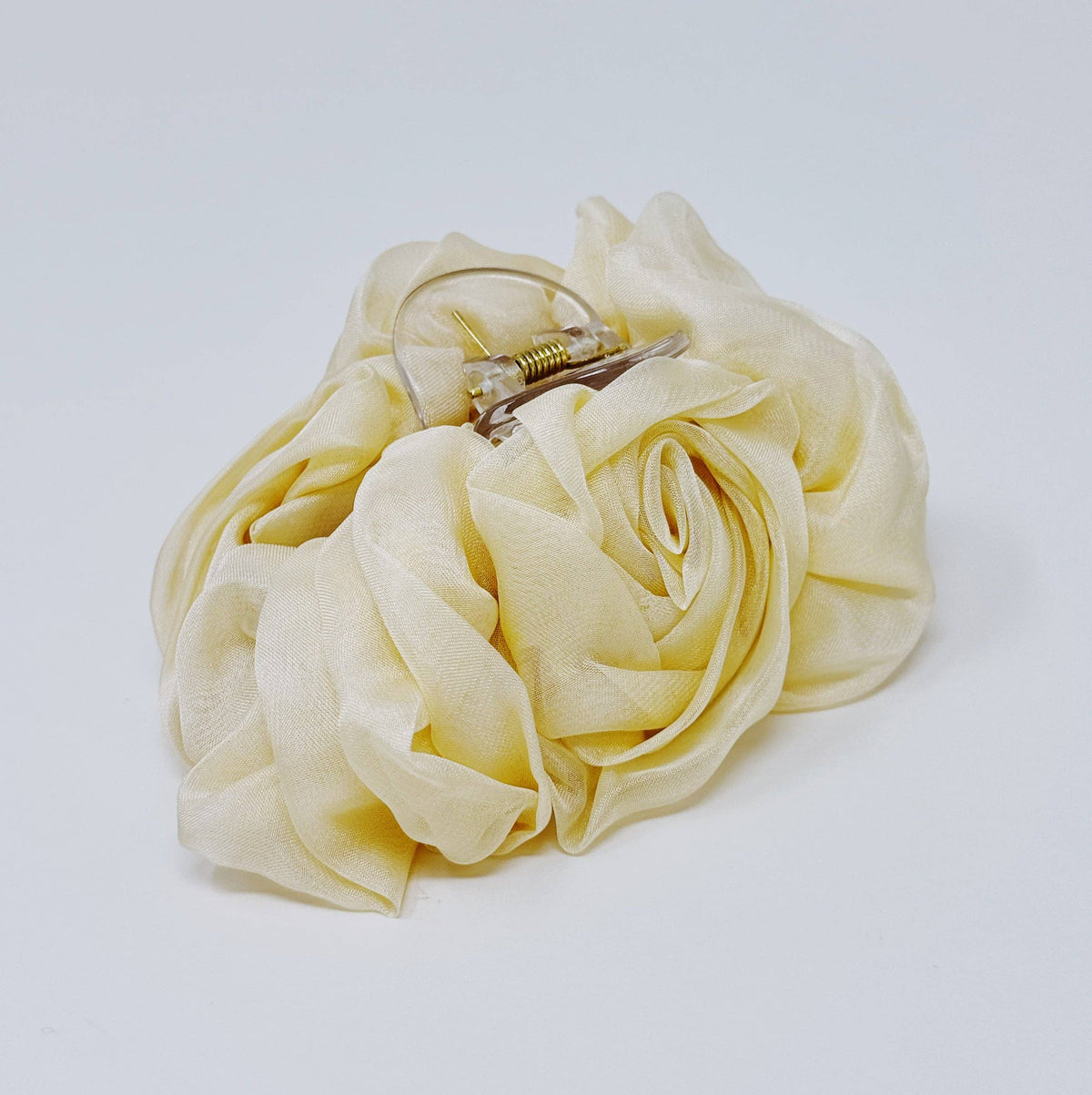 Sheer Flower Hair Claw: Black