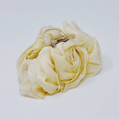 Sheer Flower Hair Claw: Black