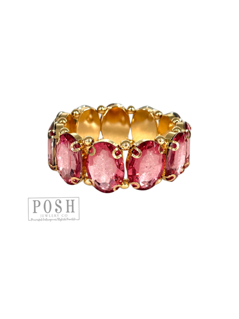 Oval rhinestone bracelet: Clear