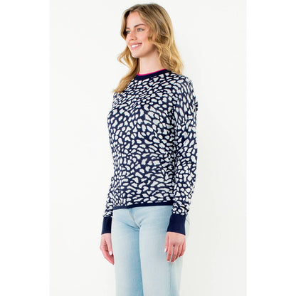 Spotted Pullover Sweater: NAVY