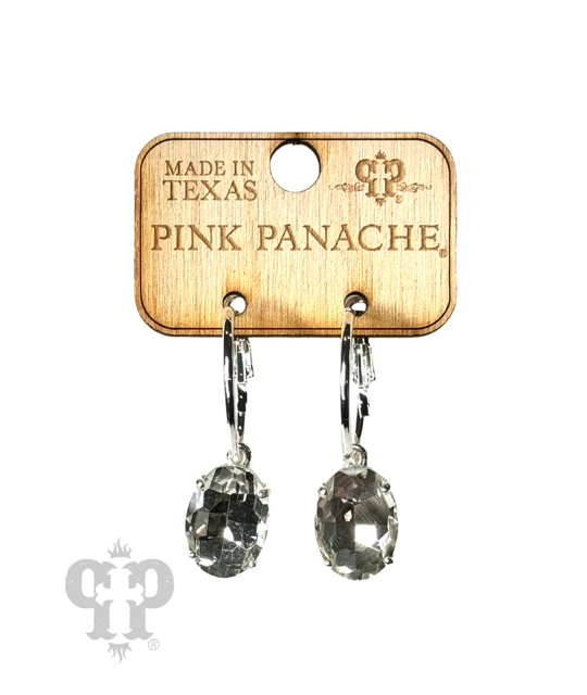 Oval rhinestone earring E103: Fuchsia