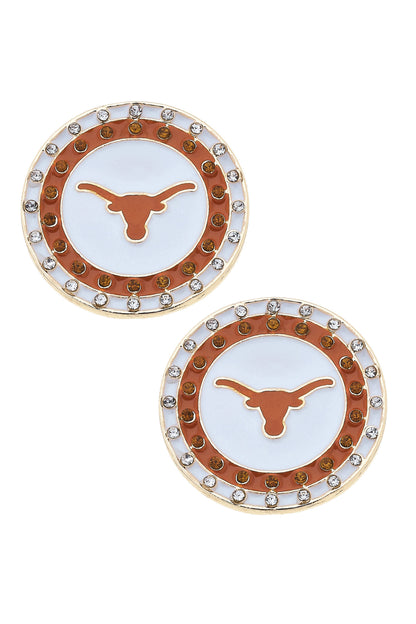 Texas Longhorns Pave Disc Stud Earrings