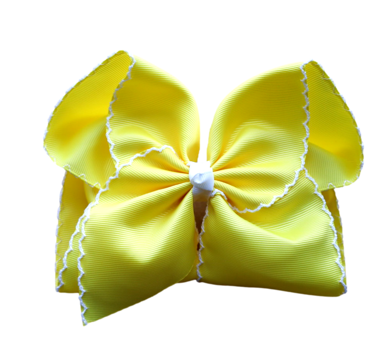Yellow Moon Stitch Hair Bow : Nylon Headband / 4 inch