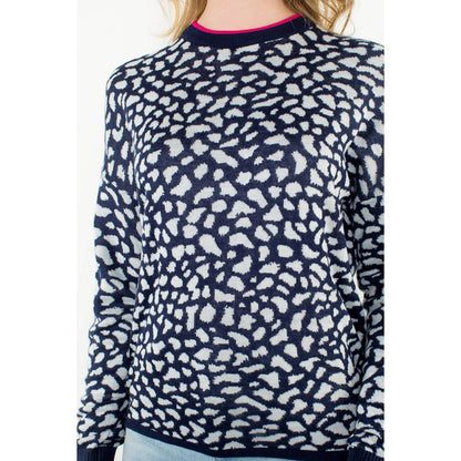 Spotted Pullover Sweater: NAVY