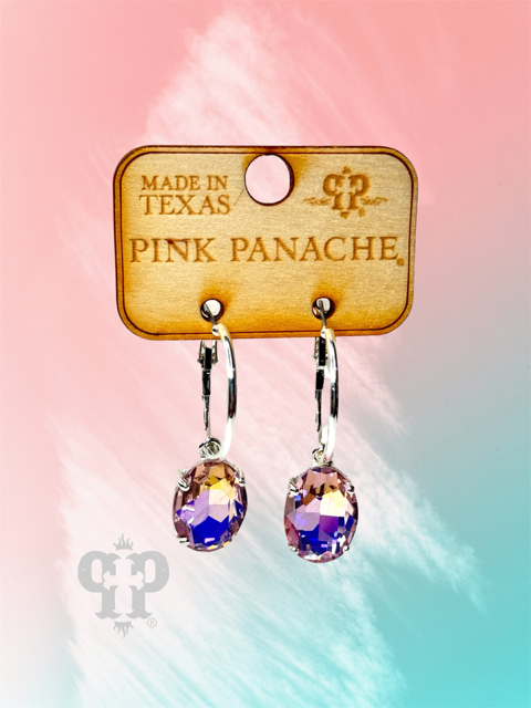 Oval rhinestone earring E103: Pink
