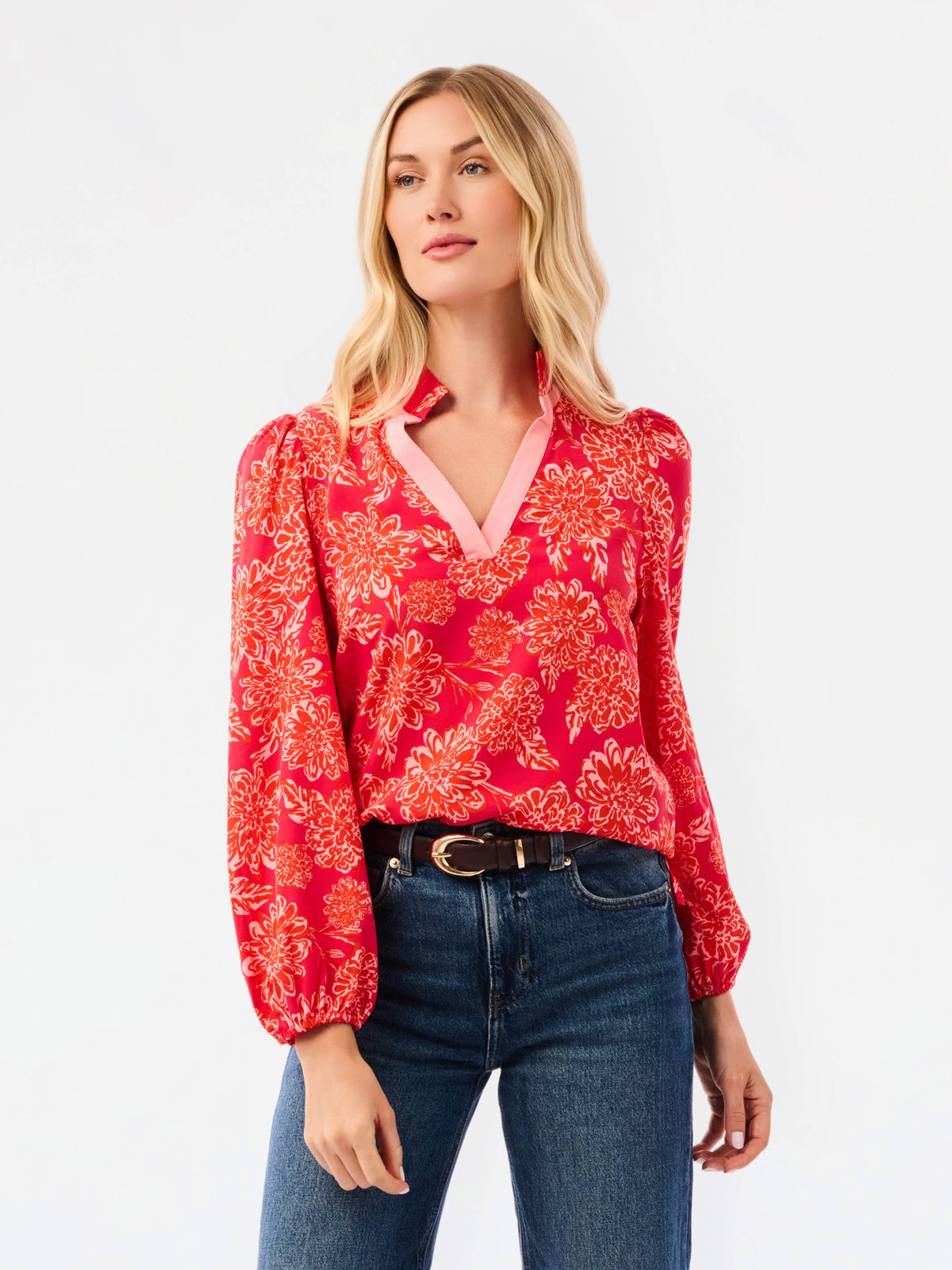 Kayla Top | Drift Blooms Pink: PK 1X-2X