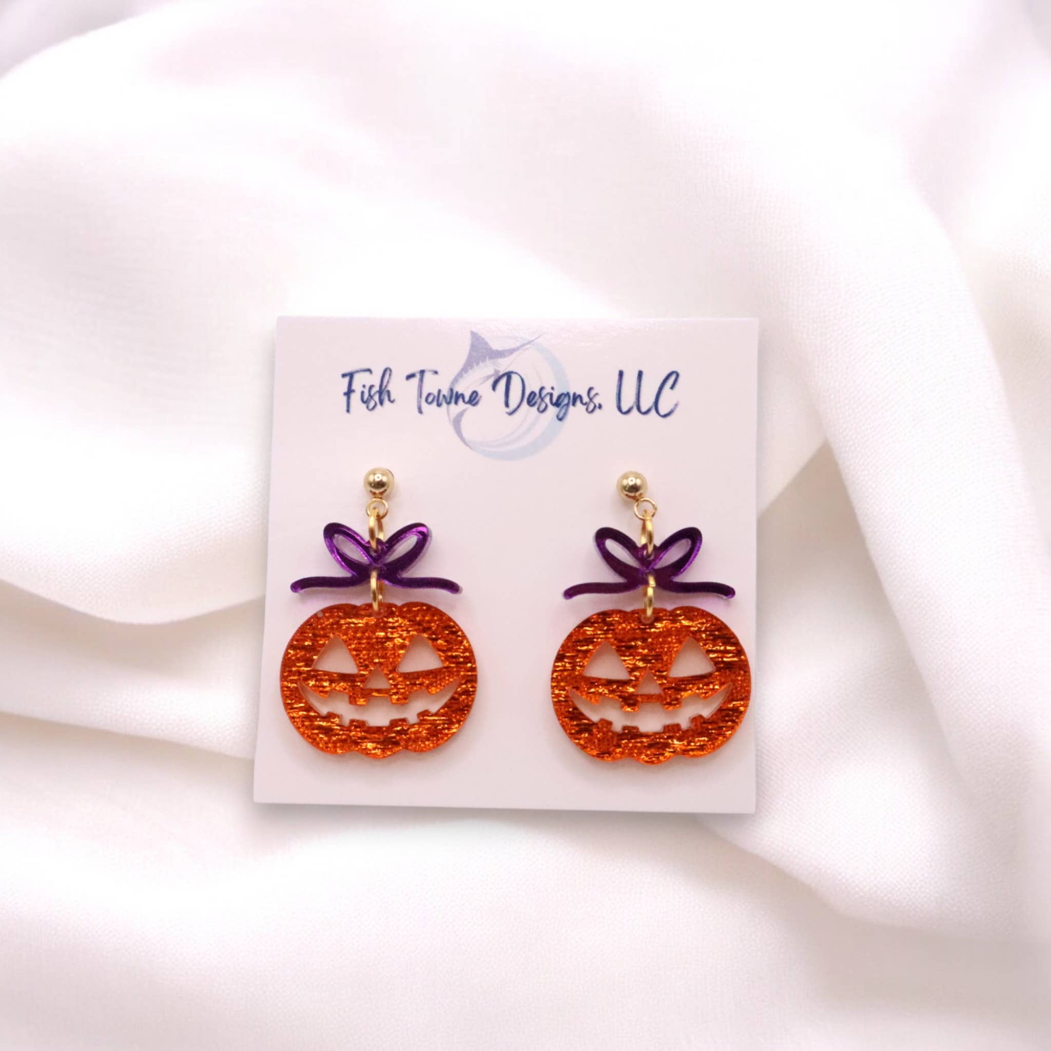 Halloween Pumpkin Acrylic Earrings - Jack-o-lantern Earrings