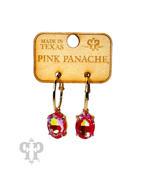 Oval rhinestone earring E103: Fuchsia
