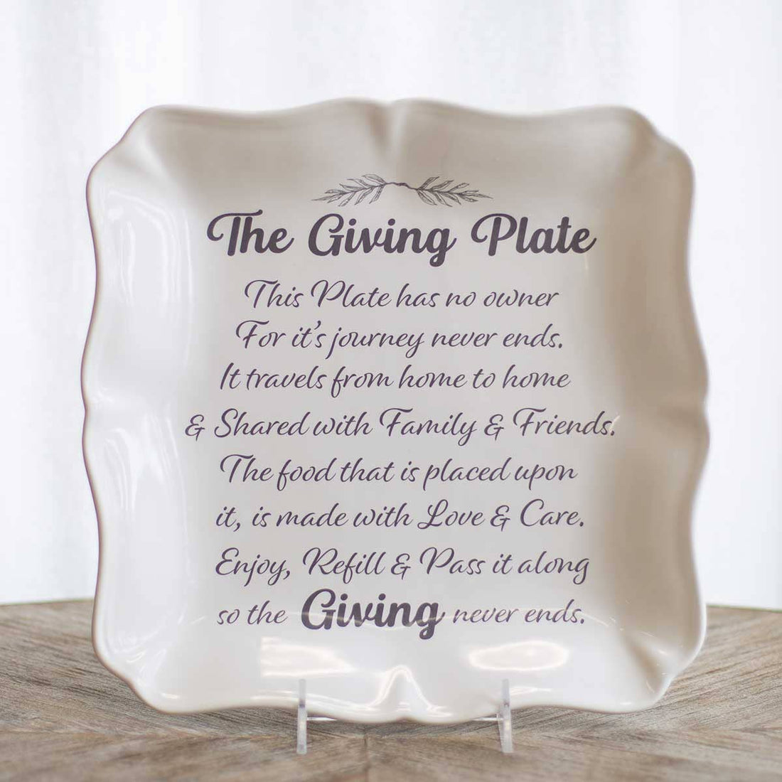 Giving Plate Square Platter   White/Gray   11.5x11.5.       The Royal Standard