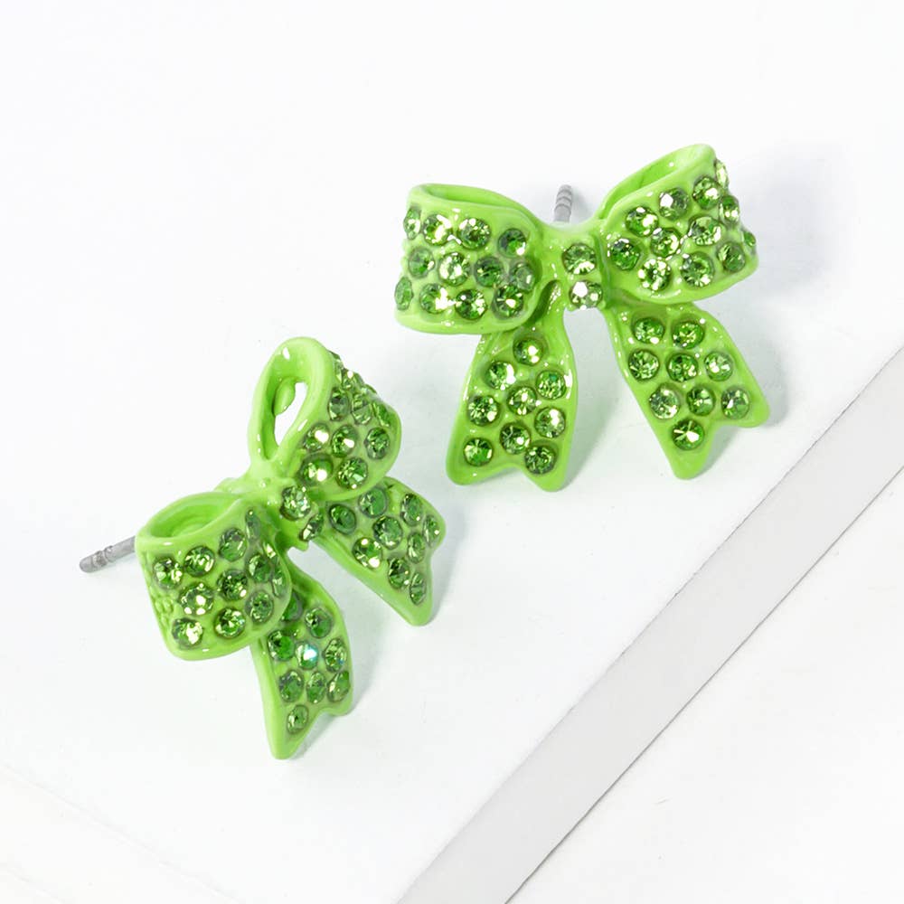 Crystal Rhinestone Pave Bow Stud Earrings
: Black Clear