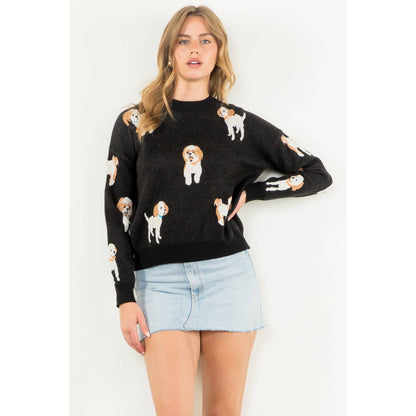 Dog Knit Sweater: BLACK
