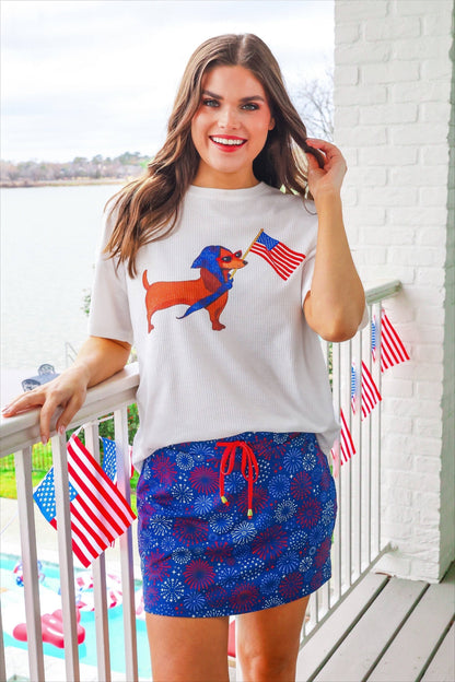 Red White and Boom Skort: Navy / XL