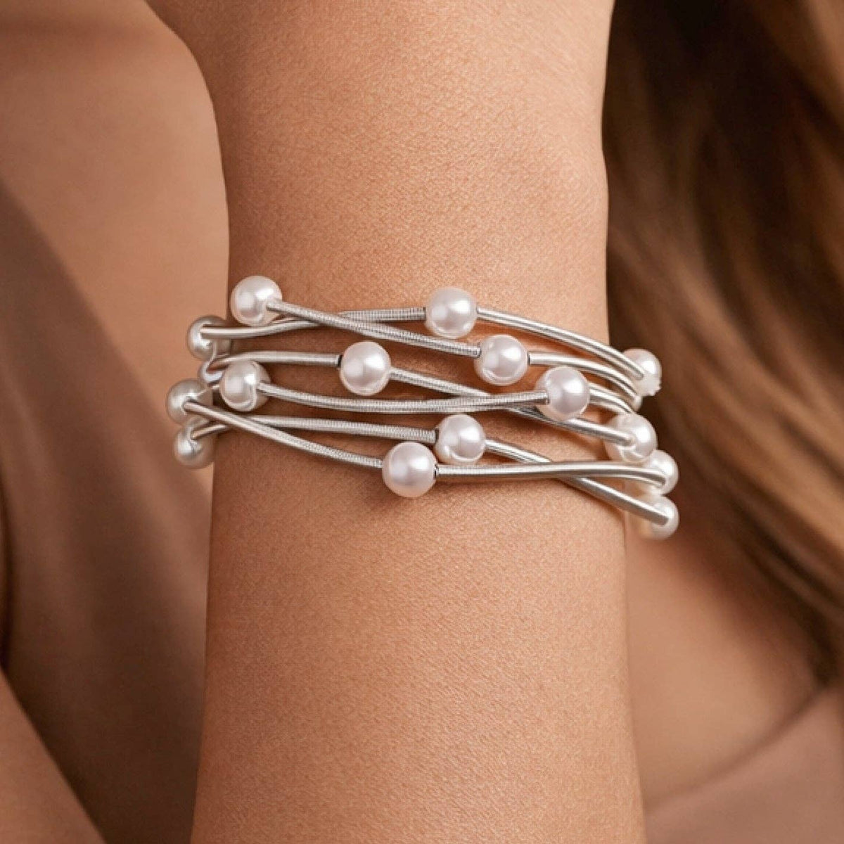 Boho Layered Spring Coil Guitar String Bracelet Set - 6026: S0OX3T6027 Silver