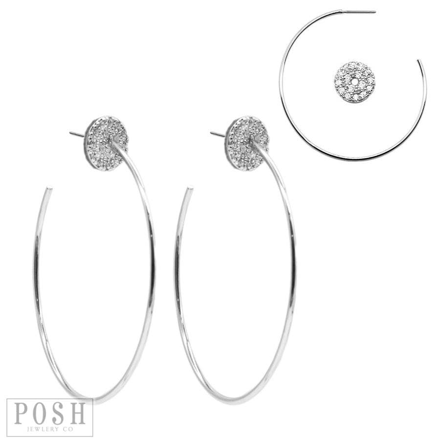 Hoop earring with CZ circle: Gold
