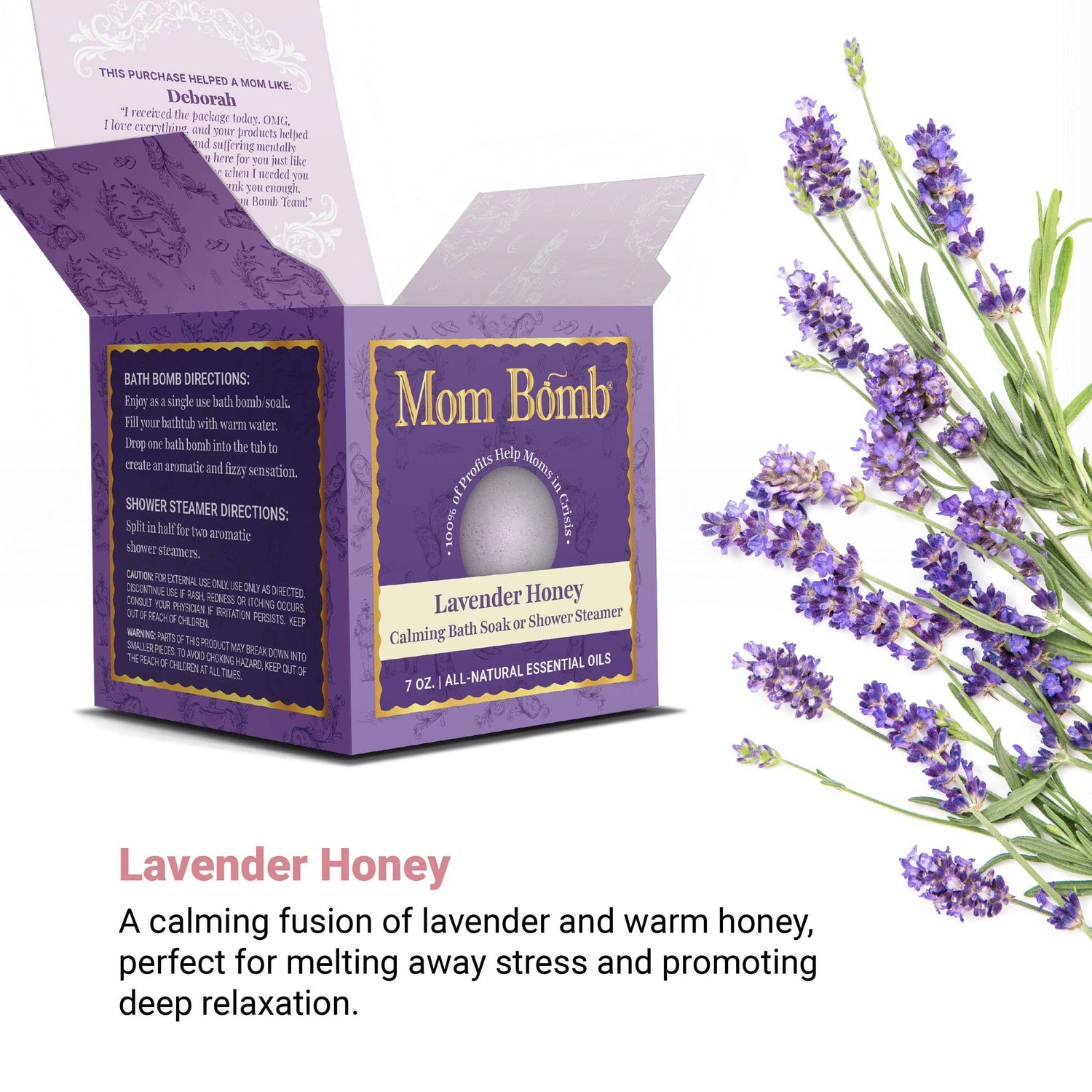 Lavender Honey Bath Bomb/Shower Steamer – Serene Escape (7 oz)