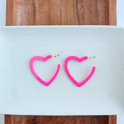 Heart Hoops - Ultra Pink // Jewelry, Earrings, Valentine&