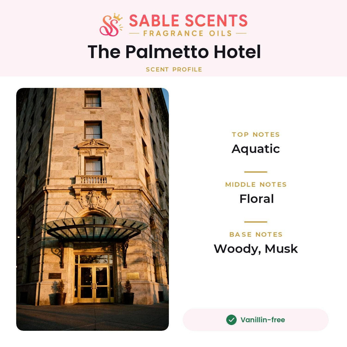 The Palmetto Hotel (Type) Fragrance Oil: 4 oz