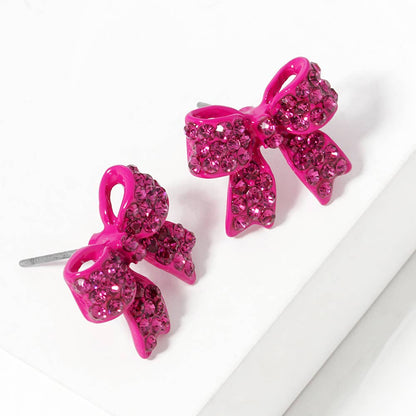 Crystal Rhinestone Pave Bow Stud Earrings
: Black Clear