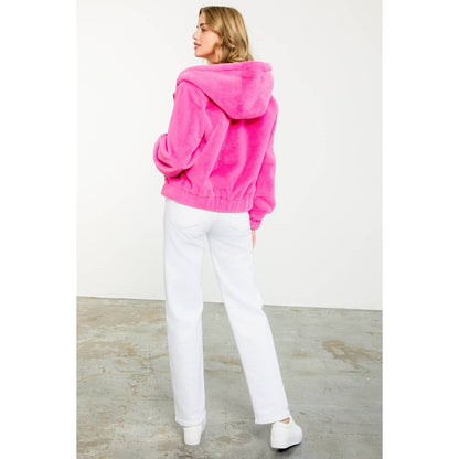 Faux Fur Jacket: PINK / XS-S-M-L(1-2-2-1)
