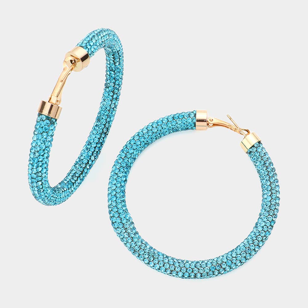 Rhinestone Pave Hoop Earrings
: NV