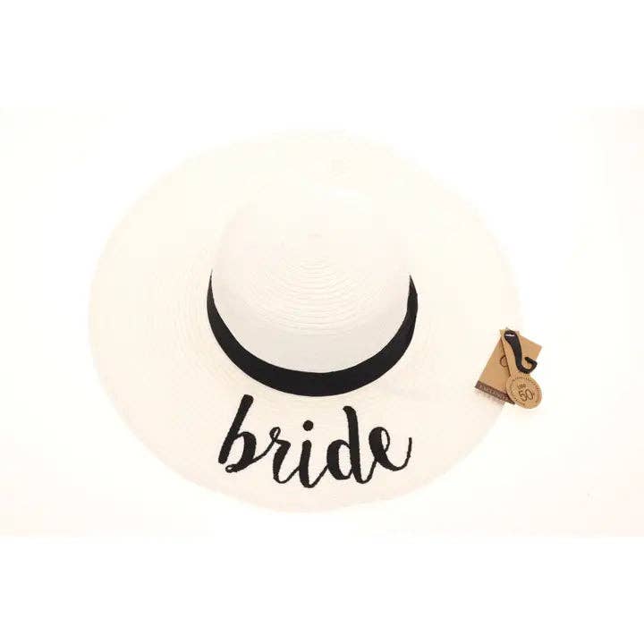 Bride Sun Hat ST2017: White/Metallic Gold Lettering