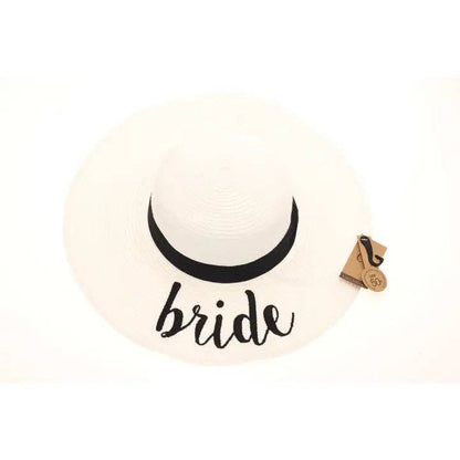 Bride Sun Hat ST2017: White/Metallic Gold Lettering