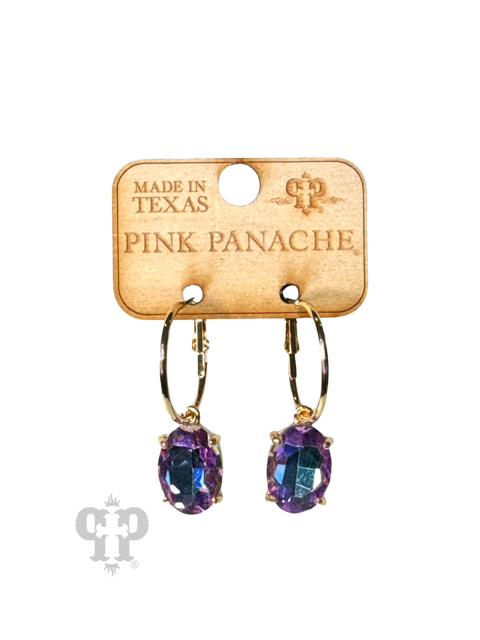 Oval rhinestone earring E103: Black