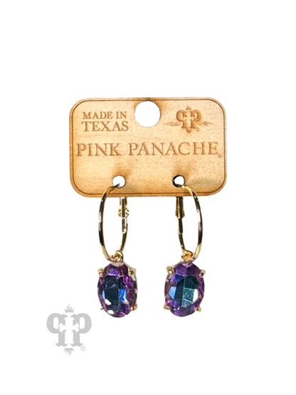 Oval rhinestone earring E103: Black