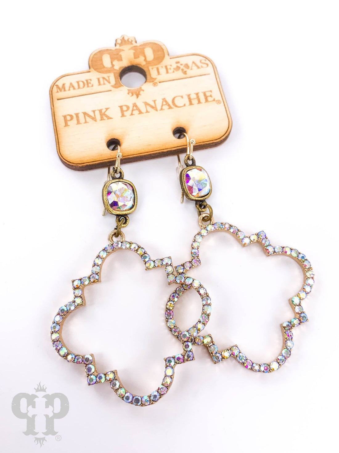 Rhinestone trefoil earring: Gold