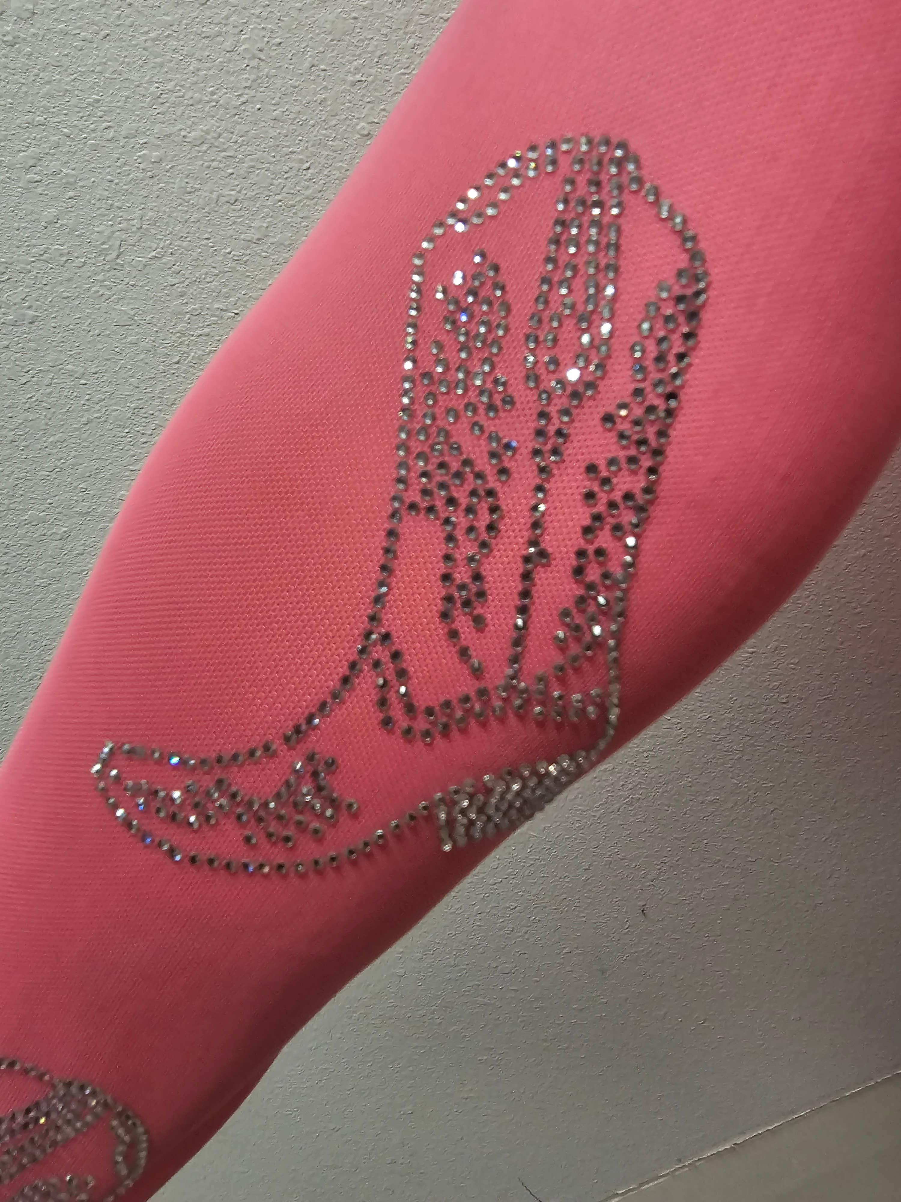 Dylan Rhinestone Embellished Mesh LS Top - Pink: Pink