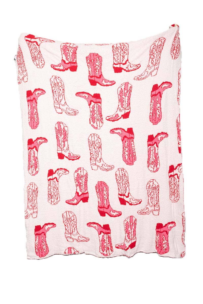 Light Pink Western Boots Throw Blanket: Light Pink