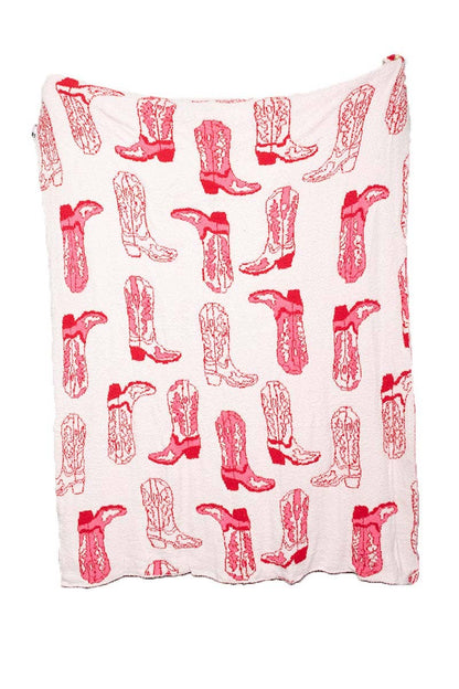 Light Pink Western Boots Throw Blanket: Light Pink