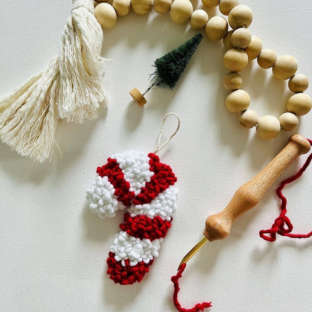 Beginner Punch Needle Kit Candy Cane