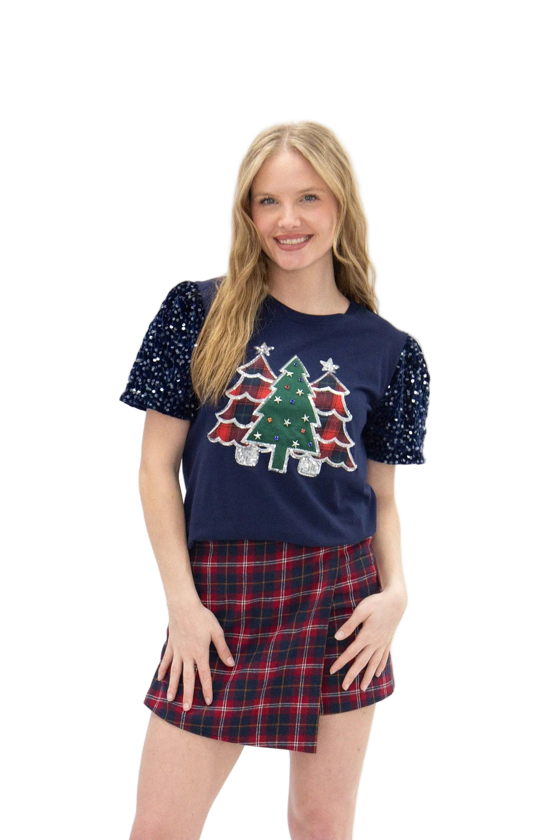 Festive Forest Christmas Princess Top, Navy Blue: Navy PREORDER- SEPTEMBER