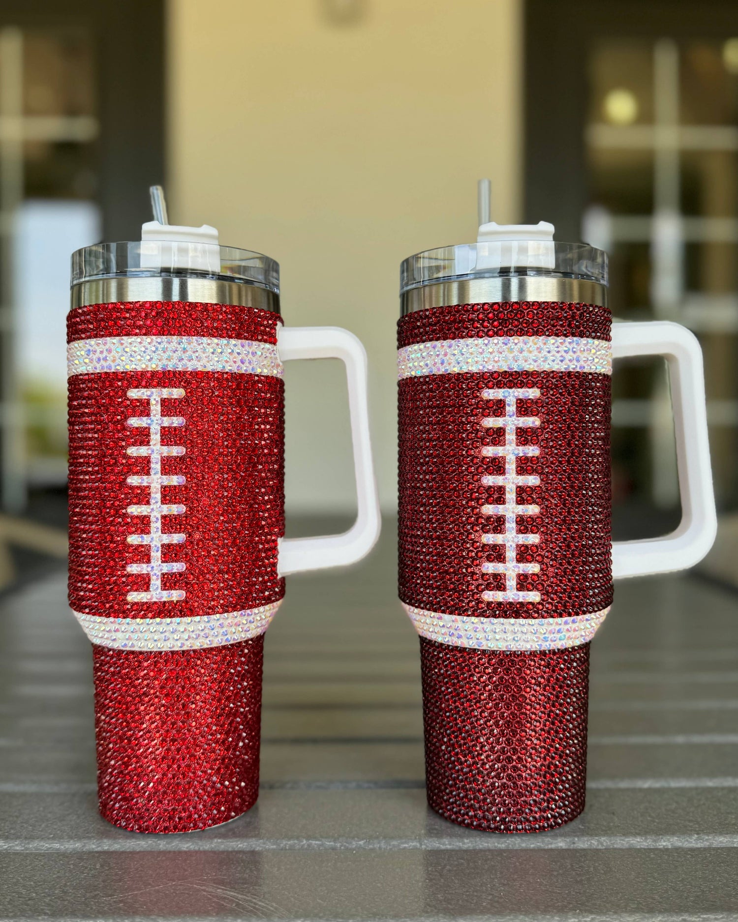 Crystal BURGUNDY/MAROON "Team Spirit" FOOTBALL Tumbler