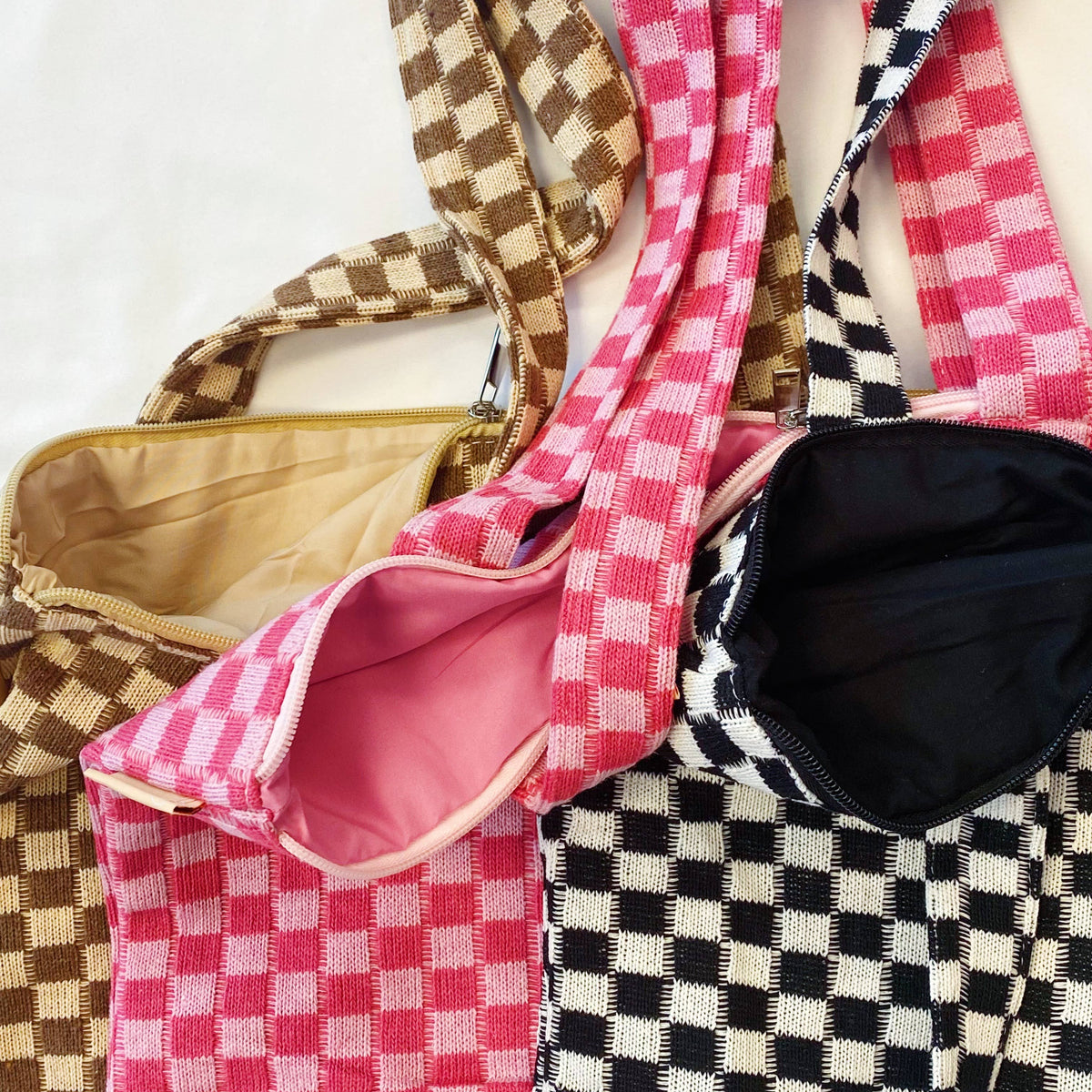Check Yourself Zipped Tote Bag: Black