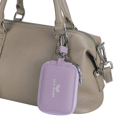 3901 Leather Earphone Pouch with Keychain: Black