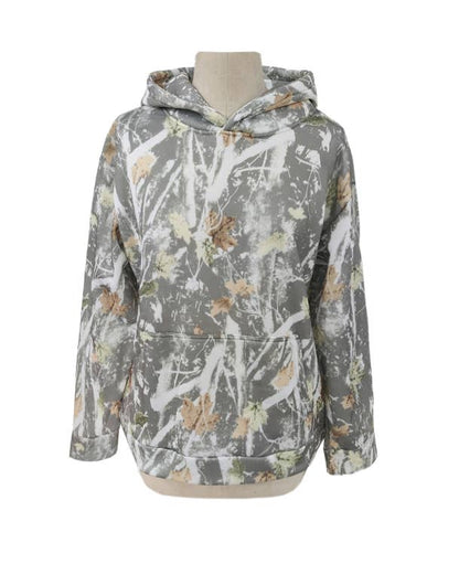 Maple Leaf Print Camouflage Essential Hoodie: NO06 / S