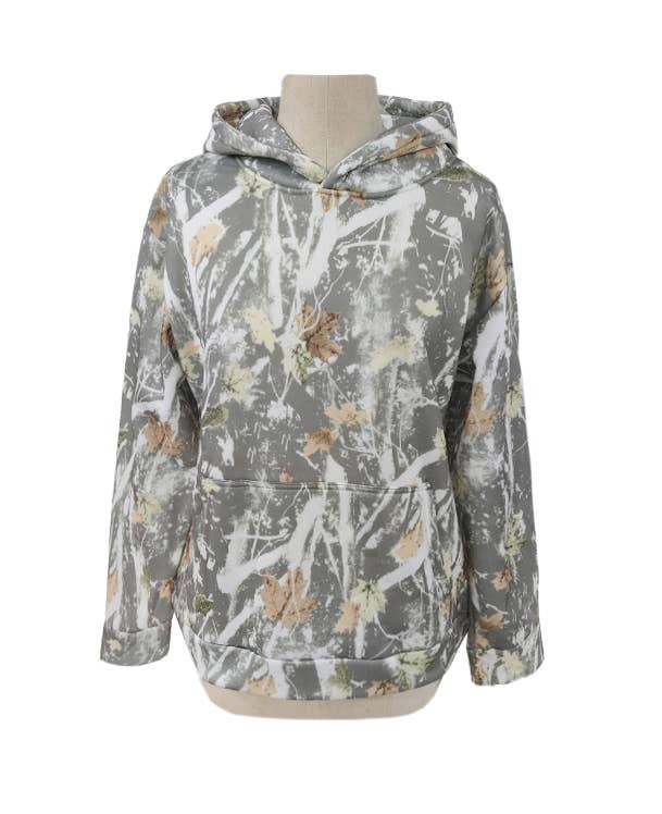 Maple Leaf Print Camouflage Essential Hoodie: NO03 / L