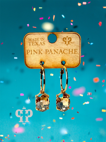 Oval rhinestone earring E103: Pink