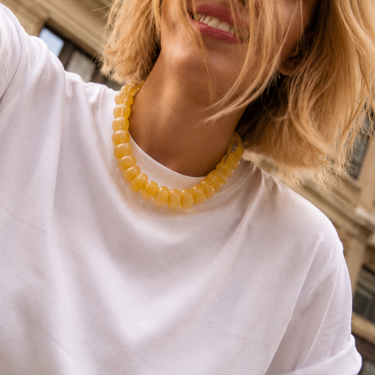 Chunky Resin &amp; Natural Stone Bead Necklace: Red Jasper Glow