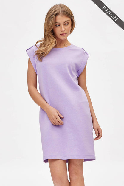 PLUS SIZE Cap Sleeve Scuba Modal A-Line Dress TRV-RETREATP: LILAC
