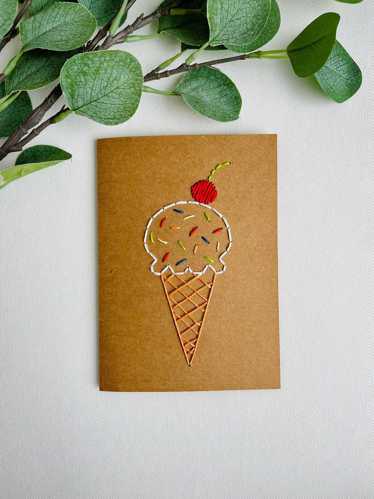 DIY Ice Cream Cone Embroidery Card Kit for Beginners