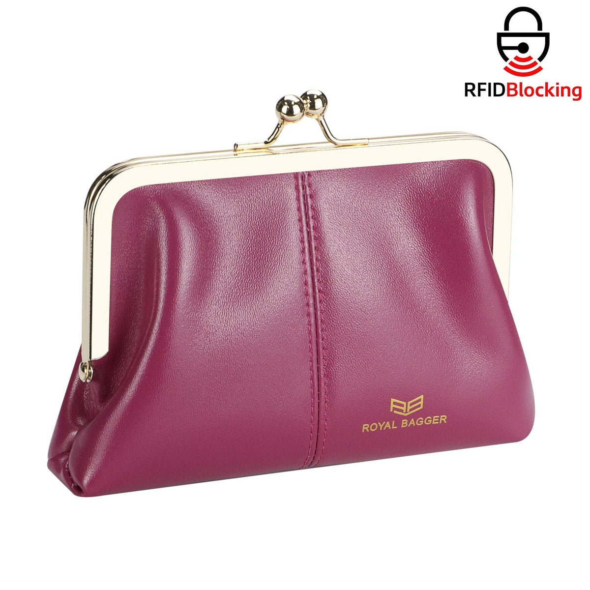 4120 Leather RFID Kiss-Lock Wallet: Black
