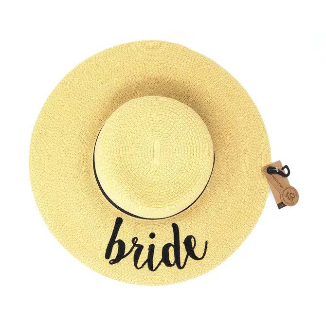 Bride Sun Hat ST2017: White/Metallic Gold Lettering
